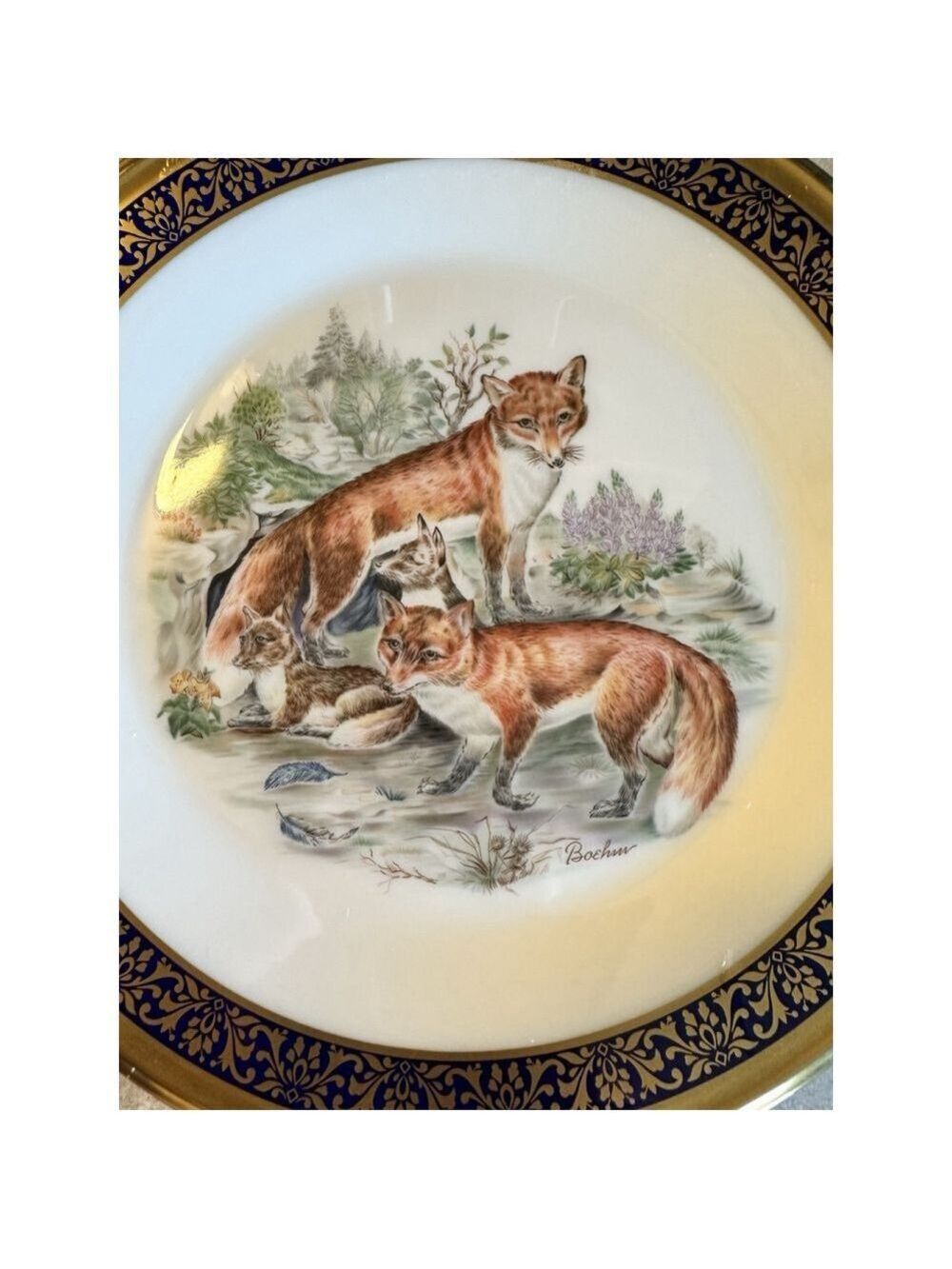 Lenox Woodland Wildlife Boehm Red Foxes 1974 Vintage Collector Plate - Picture 2 of 7